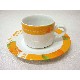 TAZA Y PLATO CAFE 120ML PORCELANA NARANJAS