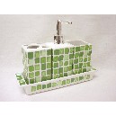 JUEGO BAÑO 4 PIEZAS ALAS MOSAICO VERDE