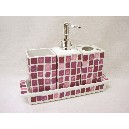 JUEGO BAÑO 4 PIEZAS ALAS MOSAICO MALVA