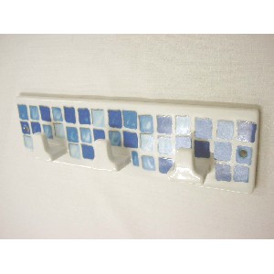 PERCHA TRIPLE CUBO MOSAICO AZUL