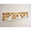 PERCHA TRIPLE CUBO MOSAICO MARRON