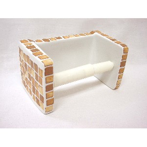 PORTAROLLOS PARED CUBO MOSAICO MARRON