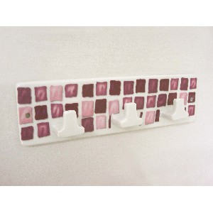 PERCHA TRIPLE CUBO MOSAICO MALVA