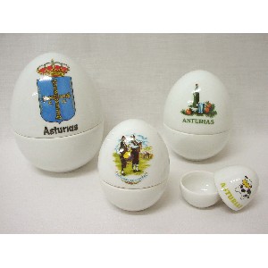 JUEGO 4 BOTES HUEVO SOUSVENIR ASTURIA