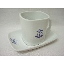 TAZA PLATO RECTA 300ML MOTIVOS MARINO