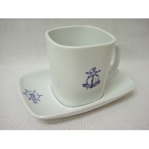 TAZA PLATO RECTA 300ML MOTIVOS MARINO