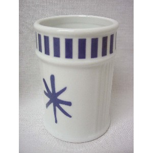 VASO BAÑO ESTRIAS RAYAS SIMBOLO AZUL