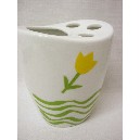 VASO CEPILLOS CURVA OLAS TULIPAN VERDE