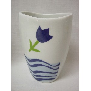 VASO BAÑO CURVA OLAS TULIPAN AZUL