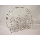 6 VASOS TRANSPARENTE CON SOPORTE CROMADO