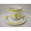 TAZA Y PLATO TE 250 RAYAS TULIPAN AMARILLO