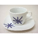 TAZA Y PLATO CAFE 100ML ASTERISCO AZUL