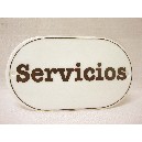 PLACA OVALADA BAÑO LETRERO SERVICIOS