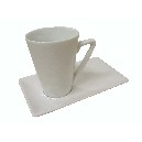TAZA Y PLATO RECTO PORCELANA BLANCO