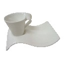 TAZA Y PLATO CAFE ONDA PORCELANA BLA