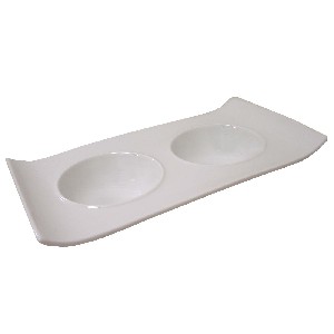 BOWL DOBLE HOYO PORCELANA BLANCO