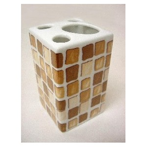 VASO CEPILLOS MING MOSAICO MARRON