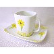 TAZA Y PLATO RECTA CAFE 80ML VICHY MARGARITA AMARILLO