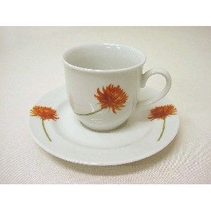 TAZA Y PLATO CAFE 130ML DALIA ROJA