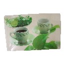 MANTEL INDIVIDUAL TAZAS CAFE HOJAS VERDE 