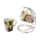 JUEGO TU Y YO SOPORTE 2 TAZAS MUG 275ML VERDE-AMARILLO