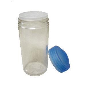 BOTE CRISTAL TAPA PLASTICO AZUL