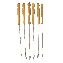 JUEGO 6 PINCHOS FONDUE MADERA CLARO