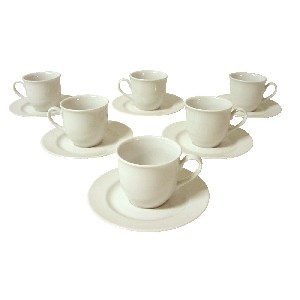 TAZA Y PLATO CAFE PORCELANA BLANCO 