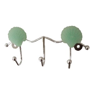 PERCHA TRIPLE METAL BAÑO CONCHA VERDE