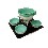FONDUE 4 PORCELANA REDONDA VERDE 400ML+70ML