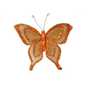 CLIP MARIPOSA PLUMAS MEDIANO NARANJA