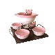 FONDUE 4 PORCELANA REDONDA ROSA 