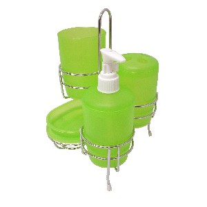 JUEGO BAÑO SOPORTE 4 PIEZAS VERDE