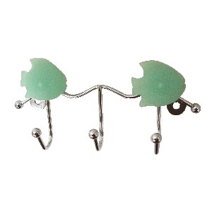 PERCHA TRIPLE METAL BAÑO PEZ VERDE