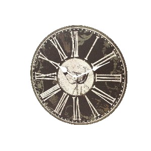 RELOJ TABLA REDONDO FLOR BLANCA NEGRO