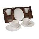 JUEGO 4 TAZAS PLATOS 200ML PORCELANA BLANCO