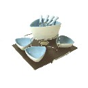 FONDUE 4 PORCELANA TRIANGULAR AZUL 