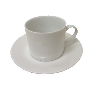 TAZA Y PLATO TE PORCELANA BLANCO 