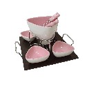 FONDUE 4 PORCELANA TRIANGULAR ROSA 