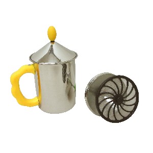 CAFETERA EMBOLO CAPUCHINO INOX AMARILLO