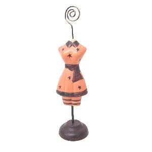 FIGURA MANIQUI PORTATARJETA SALMON