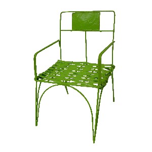 SILLA SIMPLE MIMBRE Y ALAMBRE VERDE