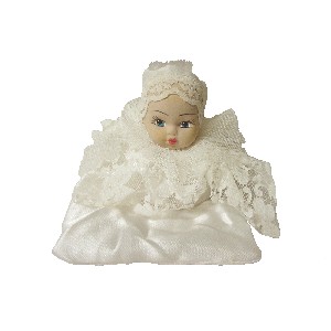 FIGURA MUÑECA CABEZA SACO BLANCO