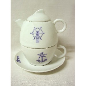 TAZA PLATO TETERA 180ML MOTIVOS MARINO