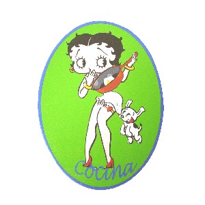 PLACA MADERA OVAL COCINA BETTY BOOP