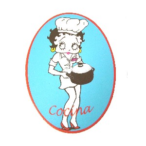 PLACA MADERA OVAL COCINA BETTY BOOP