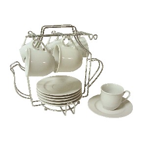 CONJUNTO SOPORTE CON 6 TAZAS CAFE