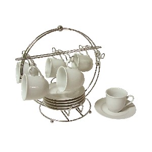 CONJUNTO SOPORTE CON 6 TAZAS CAFE