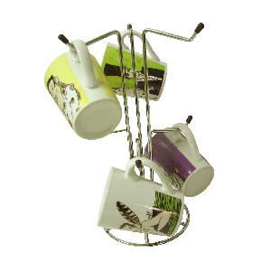 CONJUNTO SOPORTE CON 4 TAZAS MUG COLORES