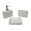 JUEGO BAÑO 3 PIEZAS RECTANGULAR PORCELANA BLANCO